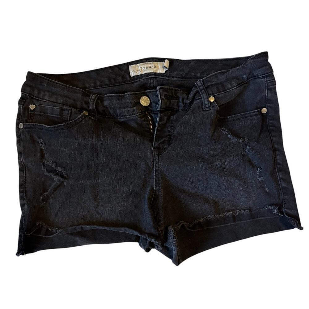 Torrid Skinny Short Shorts - Black Rinse with Destruction